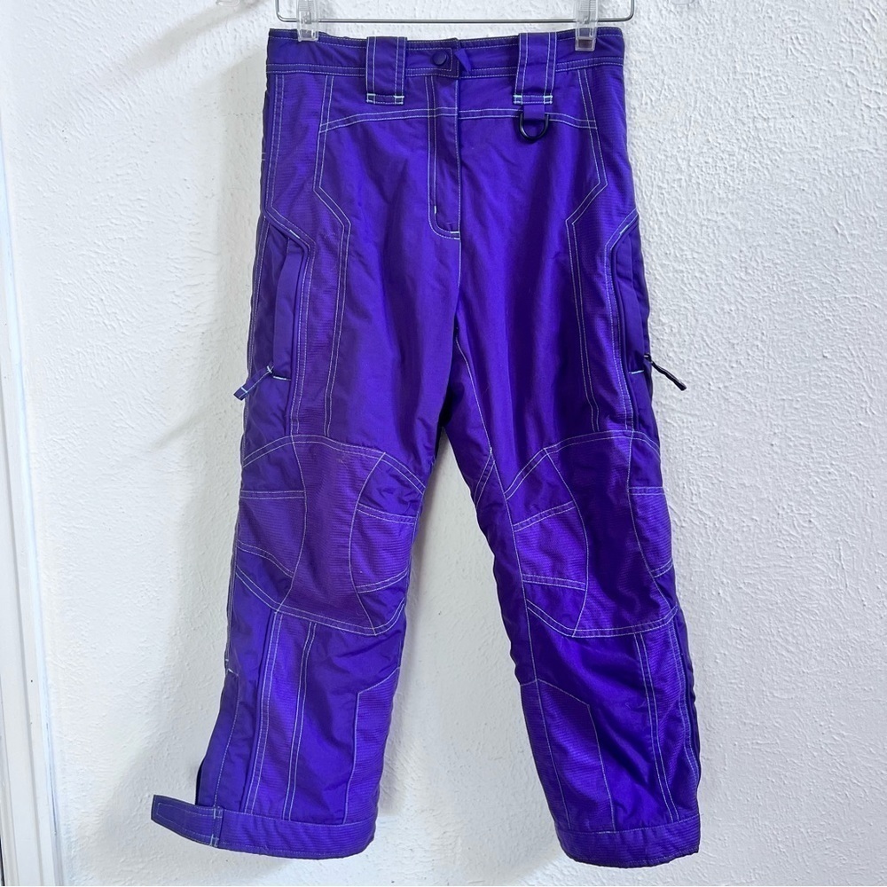 LL Bean purple teal stitching snow pant
